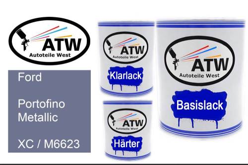Ford, Portofino Metallic, XC / M6623: 1L Lackdose + 1L Klarlack + 500ml Härter - Set, von ATW Autoteile West.